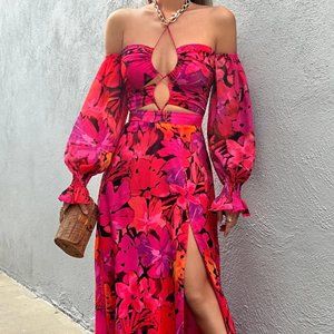 Runaway the Label KARMA MAXI DRESS - ORANGE FLORAL US 10